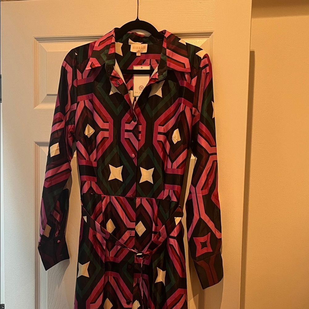 Elegant Long Sleeve Geometric Dress